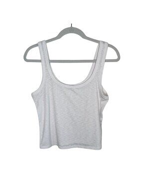 Vuori Womens White Ribbed Scoop Neck Tank Top, L